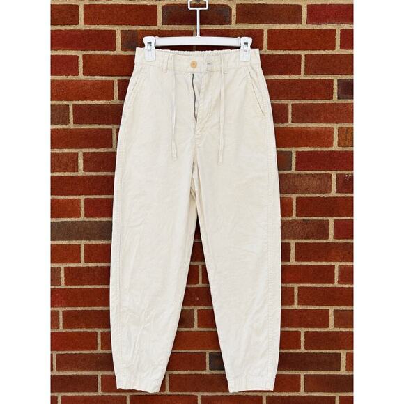 Uniqlo Pants - Uniqlo Linen Cotton Jogger Pants Womens XS Cream Drawstring Elastic Waist Ankle
